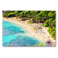 Premium Textil-Leinwand 90 x 60 cm Quer-Format Traumstrand in der Hanauma Bay | Wandbild, HD-Bild auf Keilrahmen, Fertigbild auf hochwertigem Vlies, Leinwanddruck von Christian Müller