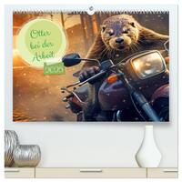 Otter bei der Arbeit (hochwertiger Premium Wandkalender 2025 DIN A2 quer), Kunstdruck in Hochglanz