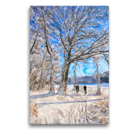 Premium Textil-Leinwand 50 x 75 cm Hoch-Format Winter am Wolzensee in Rathenow. | Wandbild, HD-Bild auf Keilrahmen, Fertigbild auf hochwertigem Vlies, Leinwanddruck von Anja Frost