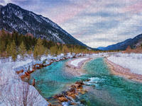 CALVENDO Puzzle Winterlandschaft Obere Isar in Oberbayern 2000 Teile Lege-Größe 900 x 670 cm Foto-Puzzle Bild von None SusaZoom