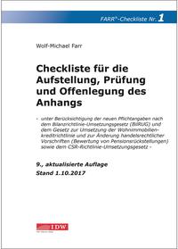 Checkliste 1 für die Aufstellung, Prüfung und Offenlegung des Anhangs