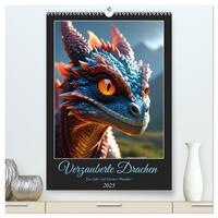 Verzauberte Drachen: Ein Jahr voll kleiner Wunder! (hochwertiger Premium Wandkalender 2025 DIN A2 hoch), Kunstdruck in Hochglanz