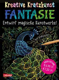 Kreative Kratzkunst: Fantasie: Set mit 10 Kratzbildern, Anleitungsbuch und Holzstift