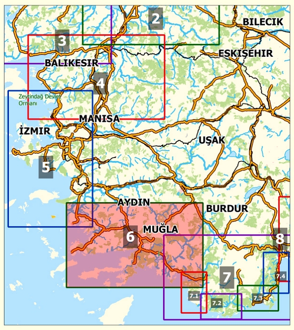 Bodrum - Marmaris - Topographische Reisekarte 1:250.000 Türkei (Blatt 6)