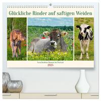 Glückliche Rinder auf saftigen Weiden (hochwertiger Premium Wandkalender 2025 DIN A2 quer), Kunstdruck in Hochglanz