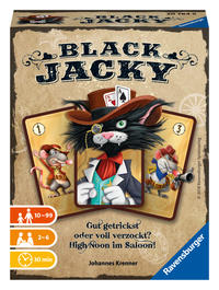 Ravensburger 20784 - Black Jacky, Bluffen ab 10 Jahren, Kartenspiel für 2-6 Spieler, Gesellschaftsspiel im Saloon, Kartentricks