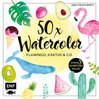 50 x Watercolor – Flamingo, Kaktus & Co.