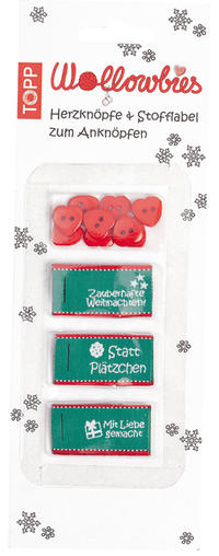 Wollowbies Herzknöpfe & Stofflabel Weihnachten