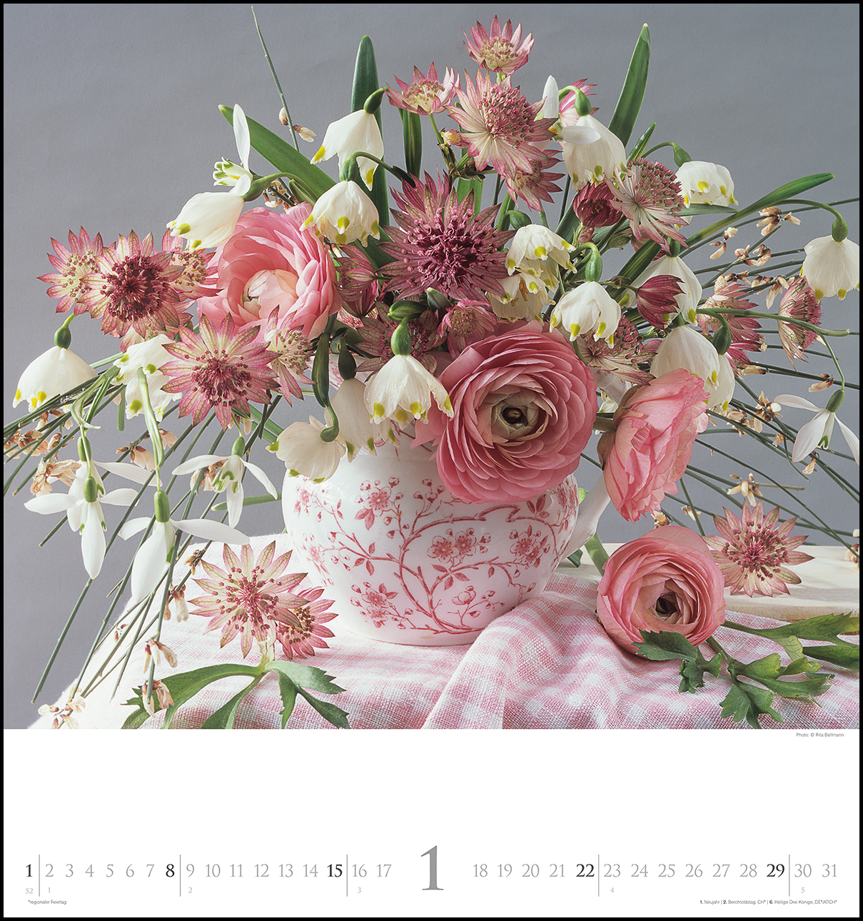 Bouquets 2023 - Foto-Kalender - Wand-Kalender - 45x48 - Blumen-Kalender