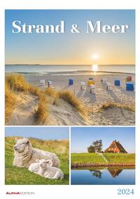 Strand & Meer 2024 - Bildkalender A3 (29,7x42 cm) - mit Feiertagen - Triplets - drei Bilder pro Monat - Naturkalender - Wandplaner - Wandkalender