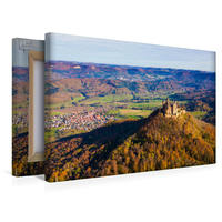 Premium Textil-Leinwand 450 x 300 cm Quer-Format Burg Hohenzollern auf der Vogelperspektive | Wandbild, HD-Bild auf Keilrahmen, Fertigbild auf hochwertigem Vlies, Leinwanddruck von Werner Dieterich