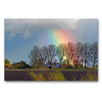 Premium Textil-Leinwand 90 x 60 cm Quer-Format Breiter Regenbogen in den Bäumen | Wandbild, HD-Bild auf Keilrahmen, Fertigbild auf hochwertigem Vlies, Leinwanddruck von Rolf Pötsch