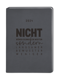 Terminplaner Lederlook 2024 Schwarz