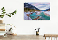 Premium Textil-Leinwand 750 x 500 cm Quer-Format Winterlandschaft Obere Isar in Oberbayern | Wandbild, HD-Bild auf Keilrahmen, Fertigbild auf hochwertigem Vlies, Leinwanddruck von None SusaZoom