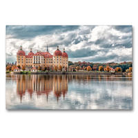 Premium Textil-Leinwand 90 x 60 cm Quer-Format Schloss Moritzburg | Wandbild, HD-Bild auf Keilrahmen, Fertigbild auf hochwertigem Vlies, Leinwanddruck von hessbeck.fotografix