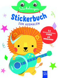 Wackelaugen Stickerbuch zum Ausmalen (Cover Löwe)