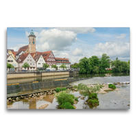 Premium Textil-Leinwand 750 x 500 cm Quer-Format Blick über den Neckar auf Nürtingen | Wandbild, HD-Bild auf Keilrahmen, Fertigbild auf hochwertigem Vlies, Leinwanddruck von Dirk Meutzner