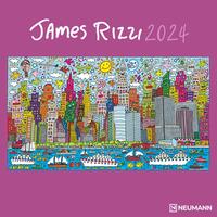 N NEUMANN VERLAGE James Rizzi Broschürenkalender 2024, im Format 30 x 30 cm (30 x 60 geöffnet), Monatskalender im Pop Art Stil, Kunstkalender mit Illustrationen