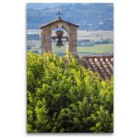 Premium Textil-Leinwand 80 x 120 cm Hoch-Format Glockenturm in Bonnieux, Luberon, Provence, Frankreich | Wandbild, HD-Bild auf Keilrahmen, Fertigbild auf hochwertigem Vlies, Leinwanddruck von Christian Müringer