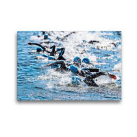 Premium Textil-Leinwand 45 x 30 cm Quer-Format Triathlon: Extremsport hier beim Schwimmen | Wandbild, HD-Bild auf Keilrahmen, Fertigbild auf hochwertigem Vlies, Leinwanddruck von CALVENDO