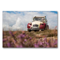 Premium Textil-Leinwand 90 x 60 cm Quer-Format Unterwegs mit Citroen Ente | Wandbild, HD-Bild auf Keilrahmen, Fertigbild auf hochwertigem Vlies, Leinwanddruck von Meike Bölts