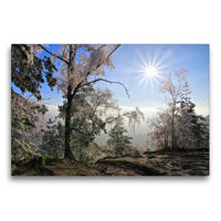 Premium Textil-Leinwand 75 x 50 cm Quer-Format Wintersonne in der Sächsischen Schweiz | Wandbild, HD-Bild auf Keilrahmen, Fertigbild auf hochwertigem Vlies, Leinwanddruck von LianeM