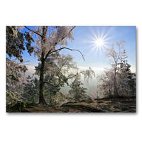 Premium Textil-Leinwand 90 x 60 cm Quer-Format Wintersonne in der Sächsischen Schweiz | Wandbild, HD-Bild auf Keilrahmen, Fertigbild auf hochwertigem Vlies, Leinwanddruck von LianeM