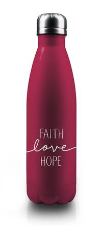 Isolierflasche "Faith-Love-Hope" - beerenrot