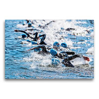 Premium Textil-Leinwand 75 x 50 cm Quer-Format Triathlon: Extremsport hier beim Schwimmen | Wandbild, HD-Bild auf Keilrahmen, Fertigbild auf hochwertigem Vlies, Leinwanddruck von CALVENDO