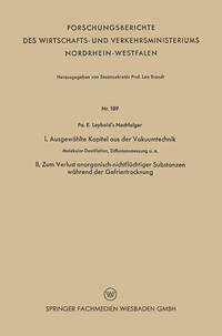 I. Ausgewählte Kapitel aus der Vakuumtechnik. II. Zum Verlust anorganisch-nichtflüchtiger Substanzen während der Gefriertrocknung