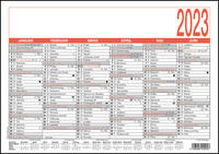 Namenstagekalender 2023 - A4 (29,7 x 21 cm) - 6 Monate auf 1 Seite - Tafelkalender - Plakatkalender - Jahresplaner - 905-0000