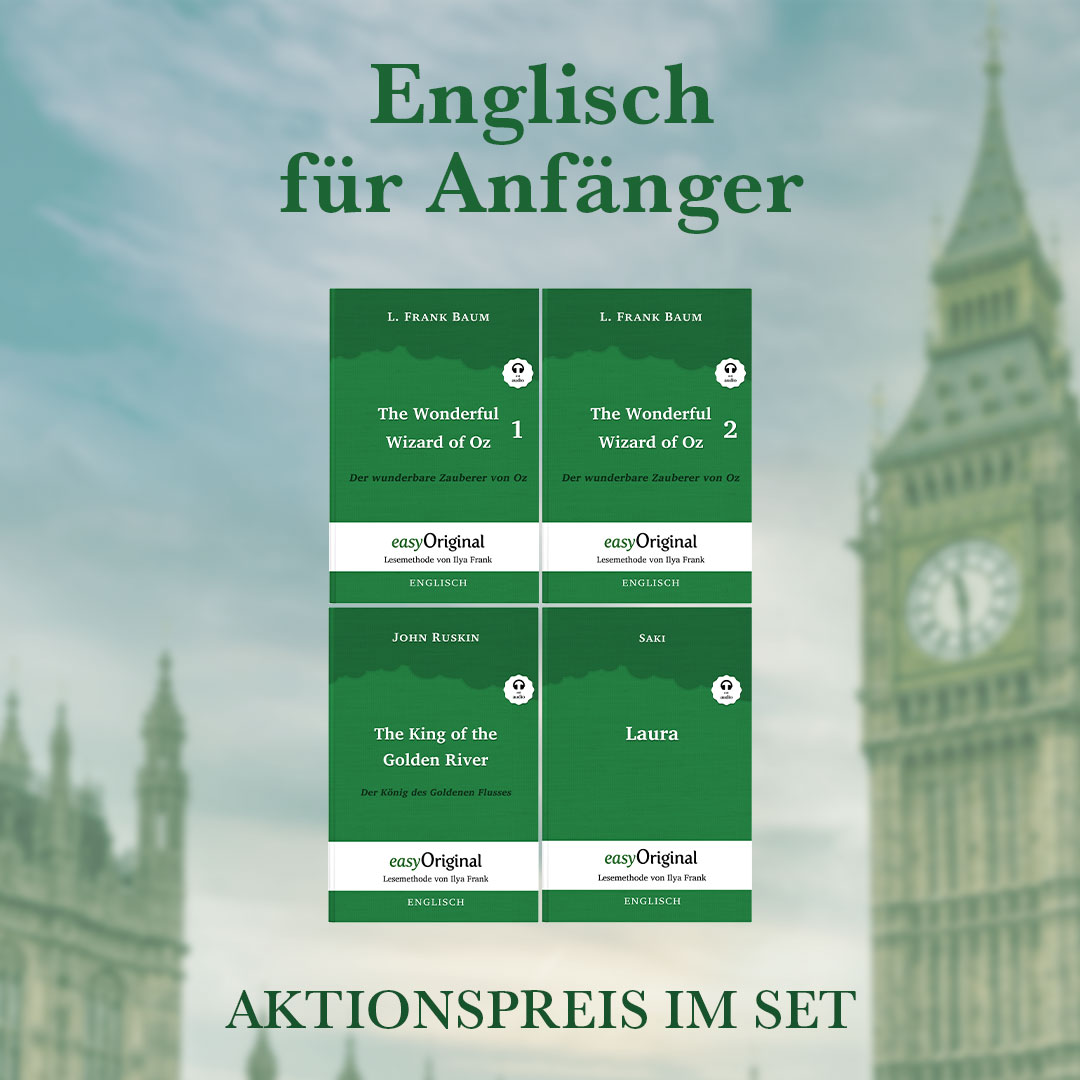 Englisch für Anfänger Geschenkset - 4 Bücher (mit Audio-Online) + Eleganz der Natur Schreibset Basics