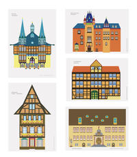 5 Kunstpostkarten Motive doppelt im Set aus der Edition »graphic art of architecture«