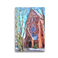 Premium Textil-Leinwand 30 x 45 cm Hoch-Format Pfarrkirche Sankt Georg in Rathenow. | Wandbild, HD-Bild auf Keilrahmen, Fertigbild auf hochwertigem Vlies, Leinwanddruck von Anja Frost