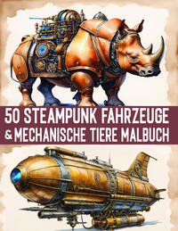 50 Fantastische Steampunk Fahrzeuge &amp; Mechanische Tiere Malbuch für Erwachsene &amp; Teens