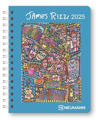 N NEUMANNVERLAGE - James Rizzi 2025 Diary, 16,5x21,6cm, Taschenkalender mit zwölf Bildseiten und Notizseiten, herausnehmbaren Planer, Jahres- und Monatsübersicht und internationales Kalendarium