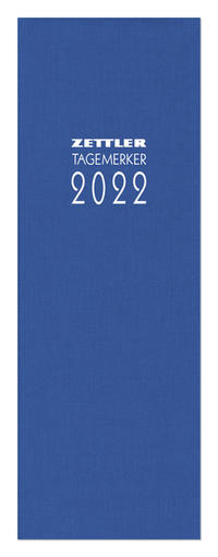 Tagevormerkbuch blau 2022 - Bürokalender 10,4x29,6 cm - 2 Tage auf 1 Seite - Einband mit Leinenstruktur - mit Eckperforation und Leseband - 801-0015