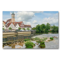 Premium Textil-Leinwand 900 x 600 cm Quer-Format Blick über den Neckar auf Nürtingen | Wandbild, HD-Bild auf Keilrahmen, Fertigbild auf hochwertigem Vlies, Leinwanddruck von Dirk Meutzner