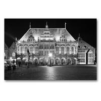 Premium Textil-Leinwand 90 x 60 cm Quer-Format Bremen. Rathaus, 1405-1410 errichtet, im 17. Jh. mit einer Fassade im Stil der Weser-Renaissance versehen | Wandbild, HD-Bild auf Keilrahmen, Fertigbild auf hochwertigem Vlies, Leinwanddruck von Paul Michalzik