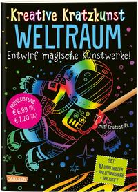 Kreative Kratzkunst: Weltraum: Set mit 10 Kratzbildern, Anleitungsbuch und Holzstift