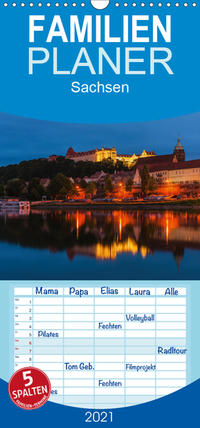 Sachsen - Familienplaner hoch (Wandkalender 2021 , 21 cm x 45 cm, hoch)